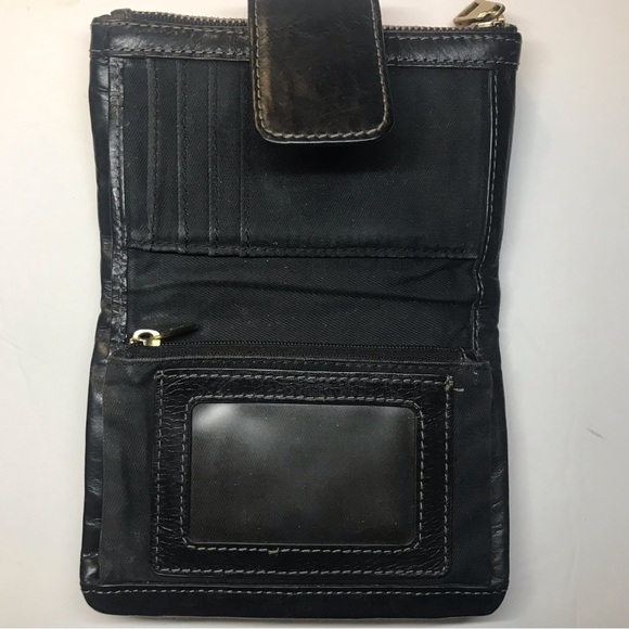 Fossil Ellis Vintage Trifold Ladies Black Leather Wallet - Picture 4 of 9